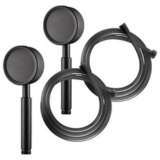 World Clean Allstain Tornado蓮蓬頭+PVC防垢軟管2m組, 黑色, 2組