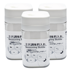 ECHO 旋轉式三開口調味罐,1入 - 廚房調味好幫手，多孔徑設計，透明易清潔, 100ml, 3入