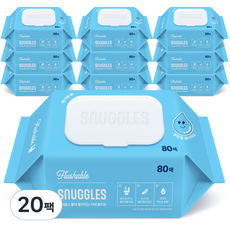 스너글스 물에 풀어지는 비데티슈 피부 저자극 인증, 20팩, 80매, 55g