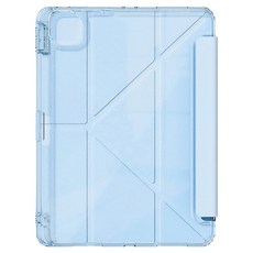 ANTIAN 帶筆槽智慧休眠喚醒透明Y折平板皮套/蜂窩散熱矽膠保護套 11吋/10.9吋, 藍色, 1個