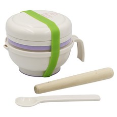 西松屋 Smart Angel 離乳食品研磨組, 白色 + 綠色 + 紫色, 上蓋 + 濾盤 + 磨盤 + 研磨碗 + 榨汁器 + 湯匙, 1組