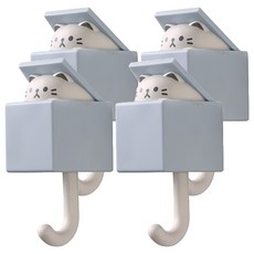 퀸즈네스트 동물 벽 후크 고양이, 블루, 4개