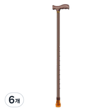 디페이브 레귤러 높이조절 알루미늄 1발 노인 어르신 지팡이 브라운, 6개