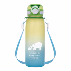 KU.KU Duckbill 酷咕鴨 彈蓋鎖扣漸變水壺 700ml Tritan材質 耐摔抗碎 滴水不漏, 極光白熊 藍色 + 綠色, 1瓶