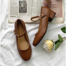 어바웃슈 앙브 둥근 코 낮은굽 펌프스