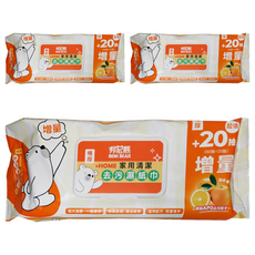 BENI BEAR 邦尼熊 家用清潔去污濕紙巾 橘子 80張, 3包