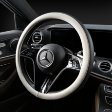 메이튼 리얼 투톤 자동차 가죽 핸들커버, 블랙 + 그레이