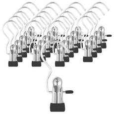 奈米無痕掛勾夾子 Set 20 不鏽鋼 塑料材質 2.3x11.5cm, 黑色, 1組