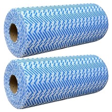 可重複使用捲筒式抹布廚房紙巾 藍色 21 x 30 cm 50入, 2個, 1捲