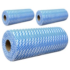 재사용 롤형 행주 키친타올 파랑 21 x 30 cm 50p, 3개, 1롤