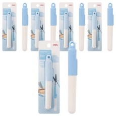 deLi 得力 便攜式多功能快遞裁切剪刀 77761, 白藍色, 5個