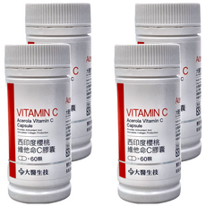 大醫生技 西印度櫻桃維他命C膠囊, 600mg, 60錠, 4瓶