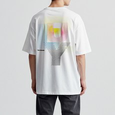 MCT Moon Collection 基本款五分袖寬鬆透氣螢光圖案短袖T恤, 白色