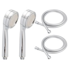 Jb JEIL BATH 蓮蓬頭+防水垢PVC淋浴軟管1.5m組, 2組, 銀色