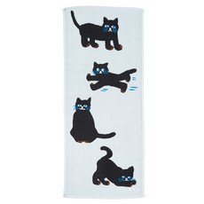 MARUSHIN 丸真 SOU SOU 經典SEK抗菌防臭毛巾 34 x 80cm, 黑貓, 1條