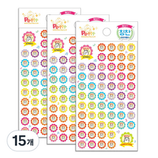 쁘띠팬시 베스트 영문쿠룸이 칭찬스티커 6p, 혼합 색상, 15개
