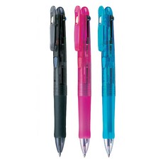 ZEBRA 斑馬牌 4色原子筆組 0.7mm 彈性筆夾 智慧按鈕 環保商品, 黑色+粉色+淺藍色, 1組