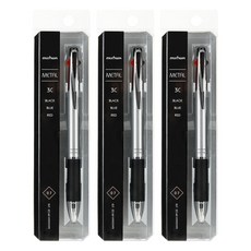 munhwA 金屬3色原子筆 0.7mm, 3個, 銀色