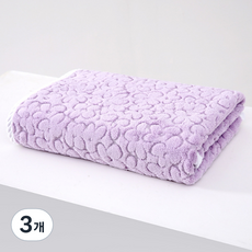 소니오 플라워 소프트 샤워 바스타월 300g 폴리에스테르사, 03 퍼플, 3개