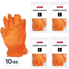 생활을그리다 니트릴 고무장갑 양손 세트, 오렌지, 대(L), 10세트