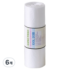 뜯어쓰는 배접형 다용도 분리수거 재활용 롤백 비닐 실속 쓰레기봉투 20p, 6개, 100L