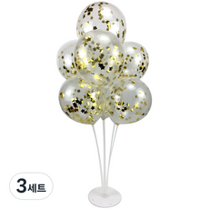 와우파티코리아 풍선꽂이세트, 컨페티 별 골드, 3세트