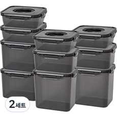 이지앤프리 블랙락 원핸들 밀폐 용기 1호 10종 세트, 2세트, 밀폐용기 10종