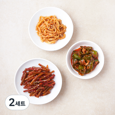 식도감 밑반찬 부드러운진미채볶음 30g + 마늘쫑장아찌 100g + 아삭이고추된장무침 80g A 세트, 2개