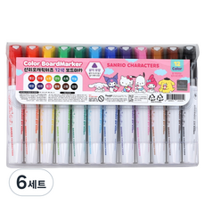 산리오 케릭터즈 보드마카 12색 세트, 혼합색상, 6세트