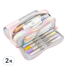 ANGOO 可展開大容量布質馬卡龍鉛筆盒, 彩虹, 2個