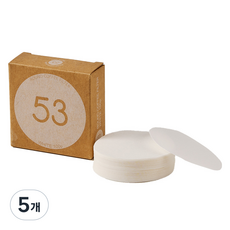 빈플러스 라운드 원형 커피 필터 화이트 커피머신 포터필터 모카포트 페이퍼 53mm, 100개입, 5개