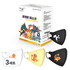 어린숨 엣지 포켓몬 아트 전설 환상을 찾아라 심볼 마스크 유아용 뉴초초소형 3종 x 10p + 랜덤발송 세트, 10개, 3세트, 파이리