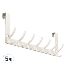 원이네 문에 거는 옷걸이 무타공 다용도 7후크 18cm, 화이트, 5개
