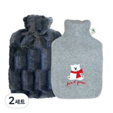 휴고프로쉬 보온 물 주머니 핫팩 럭셔리 양털형 1.8L 블랙 + 클래식 휴 양털 필 굿 1.8L, 2세트