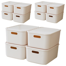 BONOHOUSE 食品儲藏室整理收納箱, 12個, 奶油色, M(264 x 372 x 162 mm)