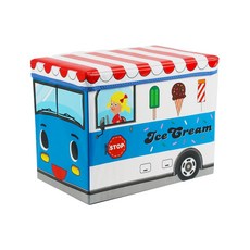 玩具收納箱 車廂款, 藍色冰淇淋車車廂 藍色 + 白色, 1個