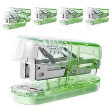 델리 미니 그라데이션 투명 스테이플러 + 33호침 세트, 클리어 그린(스테이플러), 6세트