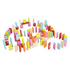 Classic WORLD 客來喜 熊熊熊多米諾骨牌, 108塊積木玩具組, 兒童益智玩具, 1組, Multicolor