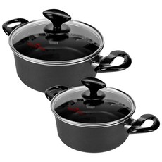 퀸센스 인덕션 겸용 디오 냄비 세트, 블랙, 양수 20cm + 24cm, 1세트