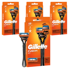 Gillette 吉列 正品 Fusion 手動刮鬍刀刀架 + 2入刀片組, 4套
