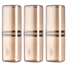 旅行洗漱牙刷收納盒兼漱口杯一入-透咖色, 3入