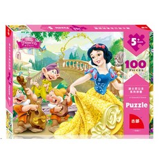 Disney 迪士尼 新款幼兒童紙盒平面拼圖/學習拼圖/益智拼圖 迪士尼公主3798 100片, 1入