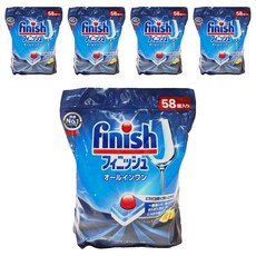 finish 餐具小紅球清潔錠 All in one 洗碗機專用 58顆, 1044g, 5袋