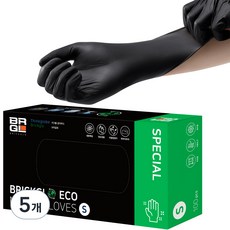 브릭글로 생분해성 에코 니트릴장갑 100p, 블랙, 소(S), 5개