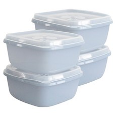 可微波冷凍矽膠密封保鮮盒 370ml, 藍色, 4個