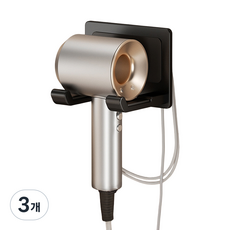 solve living 飯店式免鑽孔吹風機電線整理架, 3個, 黑色