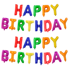 HAPPY BIRTHDAY字母氣球, 彩虹, 2組