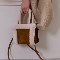 SHOOPEN 羊羔毛迷你托特包 HPABTD4V01, 11 駝色