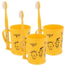 WEDENT 威登 孩童牙刷杯具組 3~5歲用, 黃色, 1組, 3組