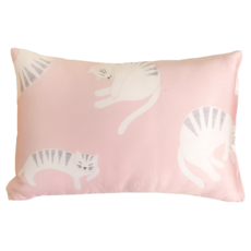 Embrace 英柏絲 100%天絲x純棉 加大兒童水洗枕 台灣製, 38x55cm, 小貓與蝶粉